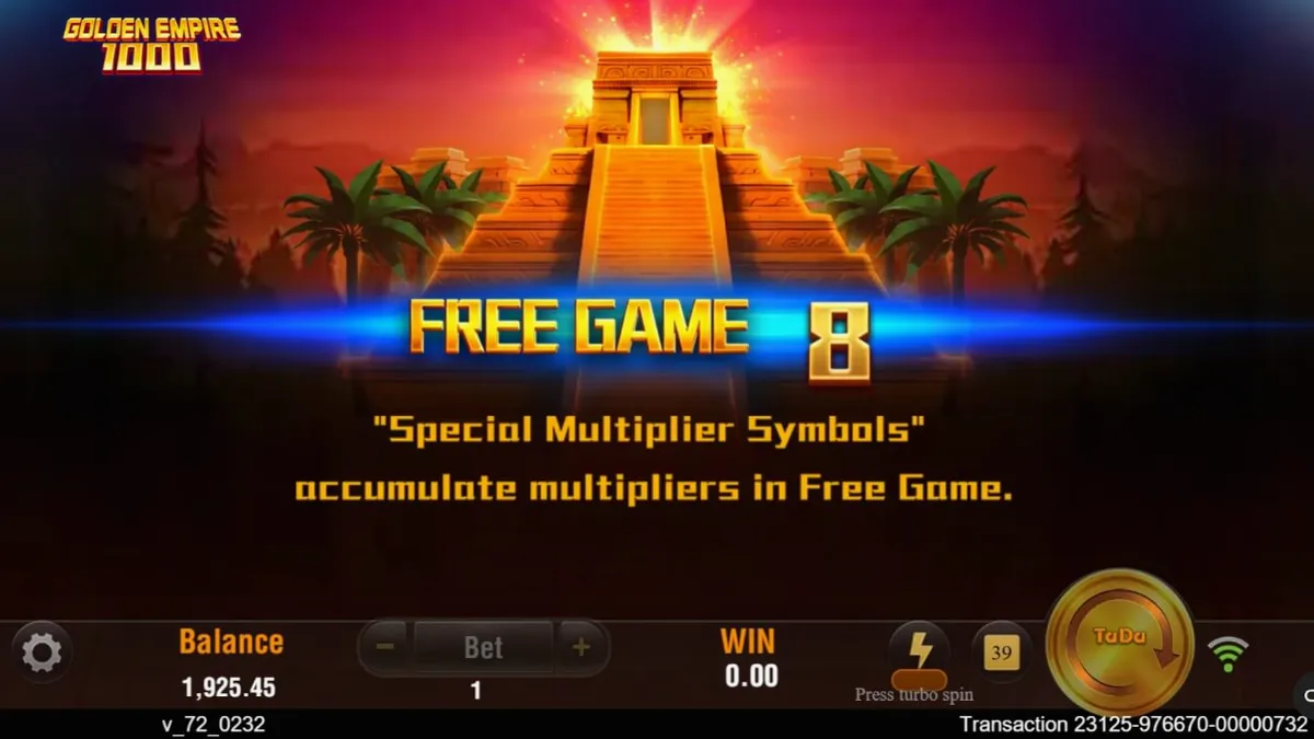 Tampilan layar permainan slot Golden Empire 1000 dengan desain Mesoamerika yang tajam di perangkat seluler.