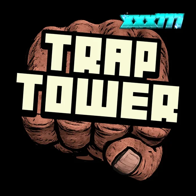 Tampilan visual slot Trap Tower dengan tema urban gang-warfare dan karakter hewan.